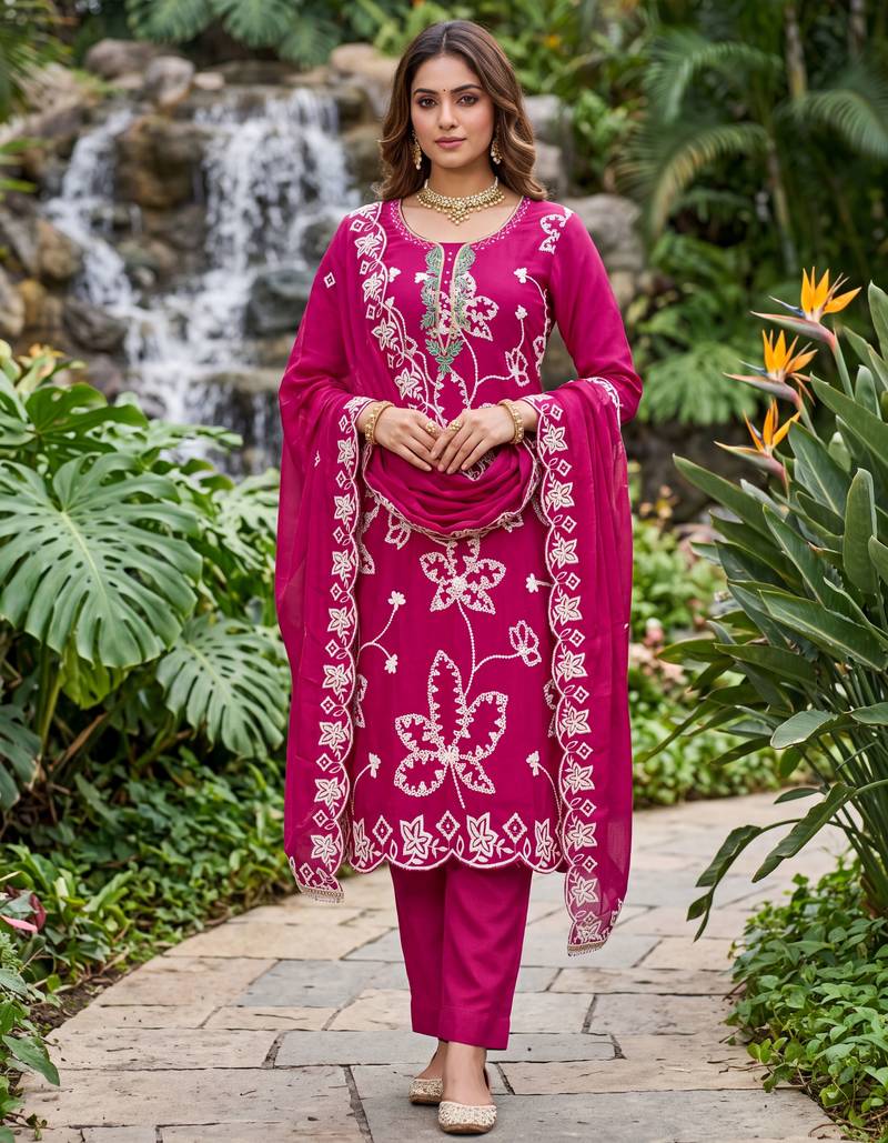 pink embroidered salwar kameez for graceful ethnic looks