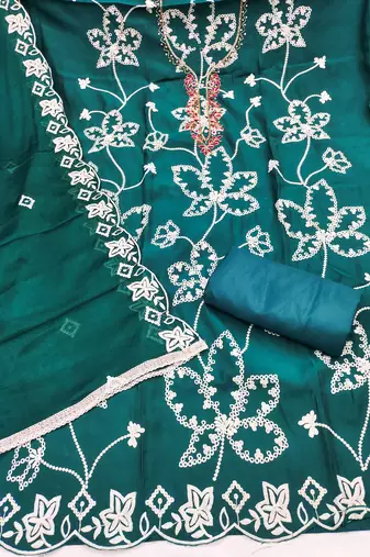 teal embroidered salwar kameez for graceful ethnic looks