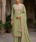 pista embroidered salwar kameez for graceful ethnic looks