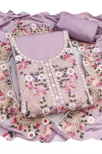 purple embroidered salwar kameez for graceful ethnic looks