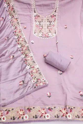 purple embroidered salwar kameez for graceful ethnic looks