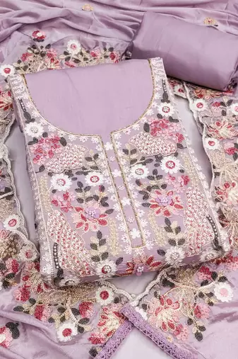 purple embroidered salwar kameez for graceful ethnic looks
