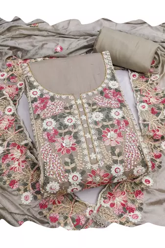grey embroidered salwar kameez for graceful ethnic looks