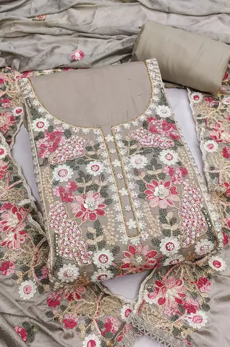 grey embroidered salwar kameez for graceful ethnic looks