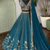 DESIGNER TEAL-GREEN CHINON SILK LEHENGA CHOLI FOR WEDDING 