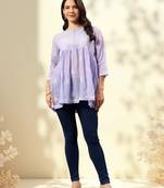 Seva chikan hand embroidered mauve terivoil lucknowi chikan top scl9244