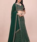 B-GREEN GEORGETTE SUPER EMBRODIERED LEHENGA CHOLI