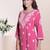 Seva chikan hand embroidered carrot pink rayon lucknowi chikan top scl9236