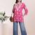 Seva chikan hand embroidered carrot pink rayon lucknowi chikan top scl9236