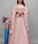 PEACH PREMIUM DESIGNER EMBROIDERED LEHENGA CHOLI