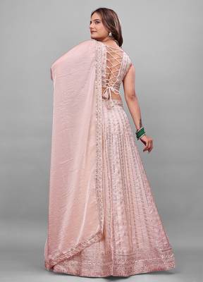 PEACH PREMIUM DESIGNER EMBROIDERED LEHENGA CHOLI 4