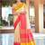 ivory coral pink smart and ethnic graceful partywear saree for stylish looks