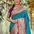 blue smart woven jari designer ethnic ceremonial silk blend saree
