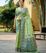 light mint green beautiful traditional rich assam silk blend saree