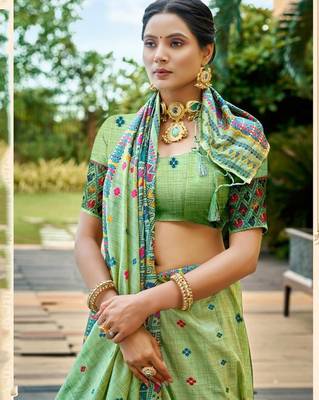 light mint green beautiful traditional rich assam silk blend saree 2