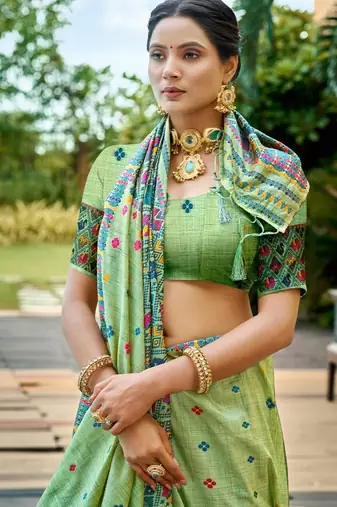 light mint green beautiful traditional rich assam silk blend saree