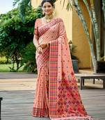 blush peach beautiful traditional rich assam silk blend saree