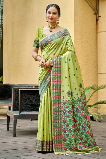 pista green beautiful traditional rich assam silk blend saree