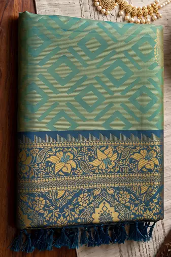 blue woven designer ethnic silk blend saree for traditional looks