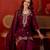 Wine silk blend embroidered Farsi kurta set with dupatta.