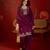 Wine silk blend embroidered Farsi kurta set with dupatta.