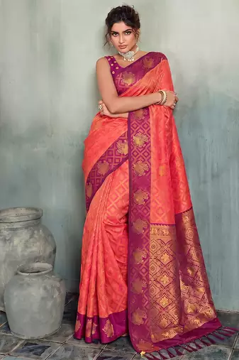 magenta woven designer ethnic silk blend saree for traditional looks