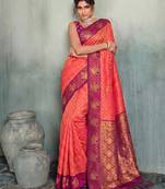 magenta woven designer ethnic silk blend saree for traditional looks