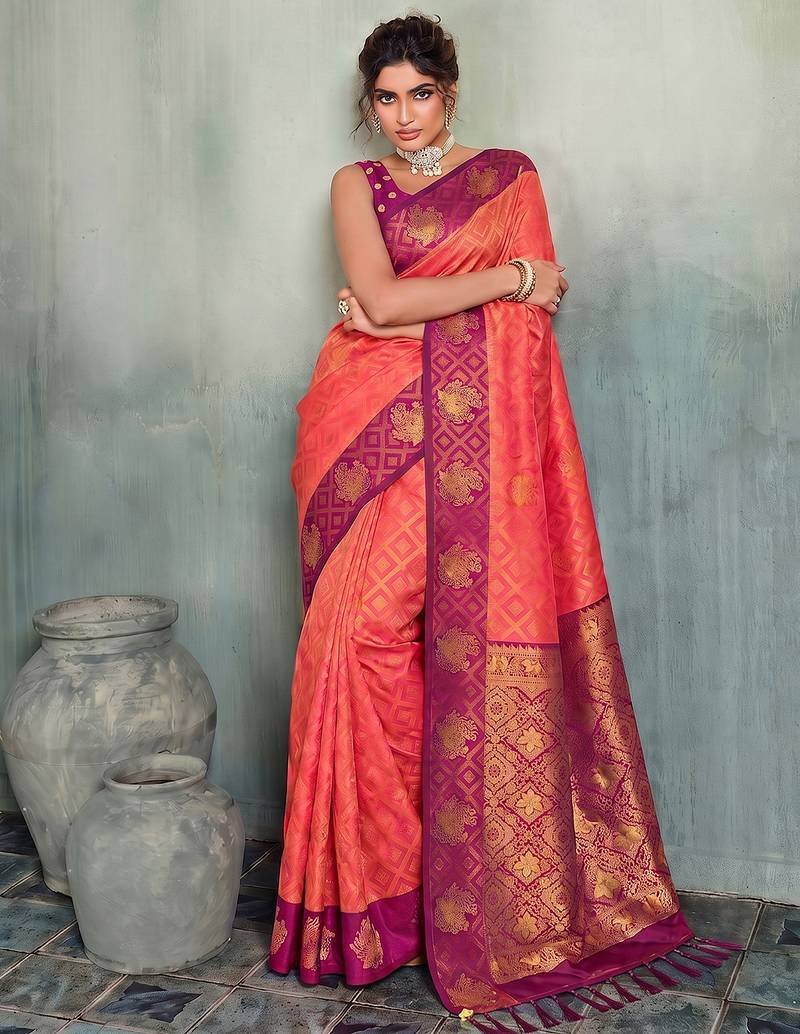 magenta woven designer ethnic silk blend saree for traditional looks