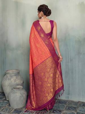 magenta woven designer ethnic silk blend saree for traditional looks 2