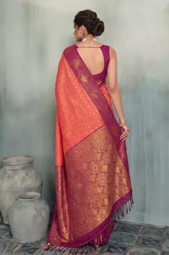 magenta woven designer ethnic silk blend saree for traditional looks