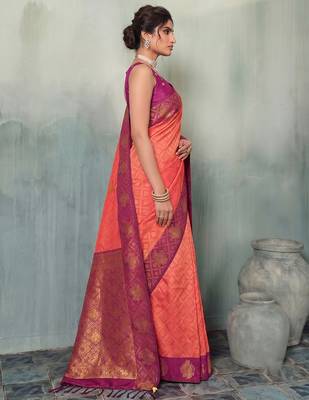 magenta woven designer ethnic silk blend saree for traditional looks 3