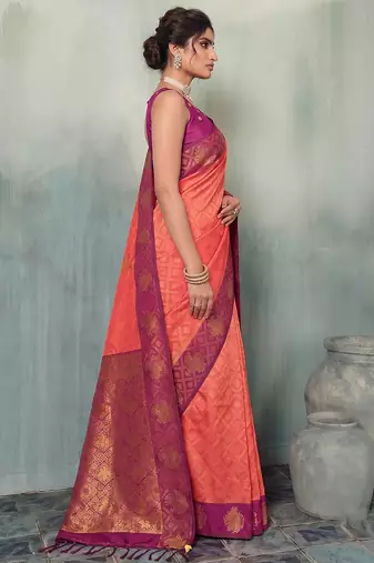 magenta woven designer ethnic silk blend saree for traditional looks