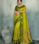 olive woven designer ethnic silk blend saree for traditional looks
