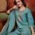 Sky blue shimmer cotton embroidered kurta sharara set with dupatta.