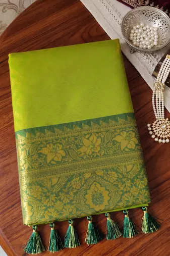 olive woven designer ethnic silk blend saree for traditional looks