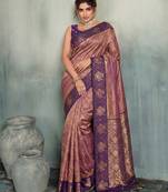 brown woven designer ethnic silk blend saree for traditional looks