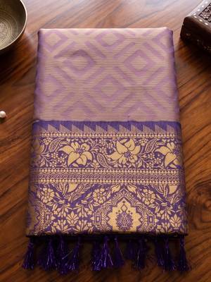 brown woven designer ethnic silk blend saree for traditional looks 4