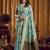 blue woven katha designer khadi cotton blend fabric graceful festive special saree