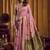 pink woven katha designer khadi cotton blend fabric graceful festive special saree