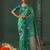 teal silk blend fabric woven designer ethnic partywear saree