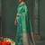 teal silk blend fabric woven designer ethnic partywear saree