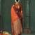 orange silk blend fabric woven designer ethnic partywear saree