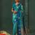 sky blue silk blend fabric woven designer ethnic partywear saree