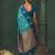 sky blue silk blend fabric woven designer ethnic partywear saree
