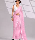 pink smart ready to wear bollywood style chiffon saree for party looks