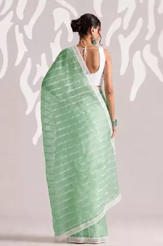 green smart ready to wear bollywood style chiffon saree for party looks