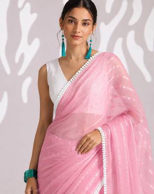peach smart ready to wear bollywood style chiffon saree for party looks 3