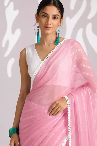 peach smart ready to wear bollywood style chiffon saree for party looks