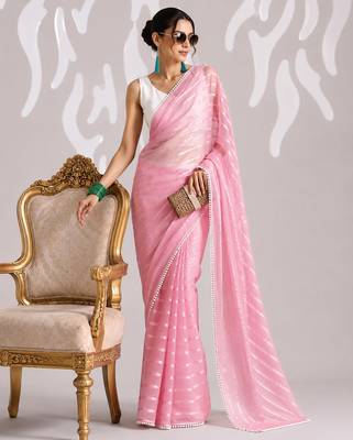 peach smart ready to wear bollywood style chiffon saree for party looks 4