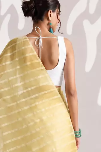 yellow smart ready to wear bollywood style chiffon saree for party looks